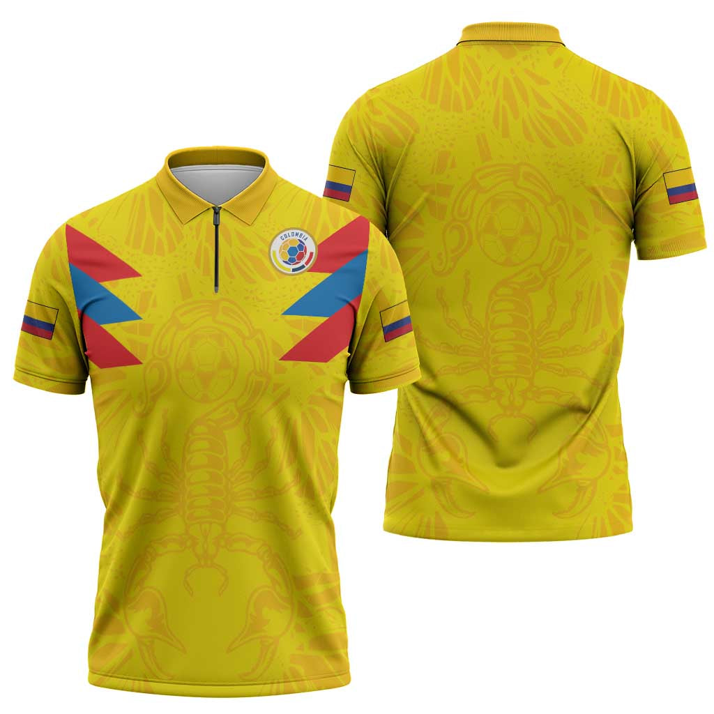 Colombia Rene Higuita Scorpion Kick Zipper Polo Shirt Home Retro 1995 Goalkeeper Legend - Wonder Print Shop
