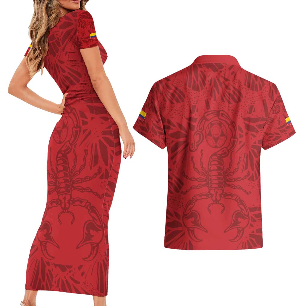 Colombia Rene Higuita Scorpion Kick Couples Matching Short Sleeve Bodycon Dress and Hawaiian Shirt Away Retro 1995 Goalkeeper Legend - Wonder Print Shop