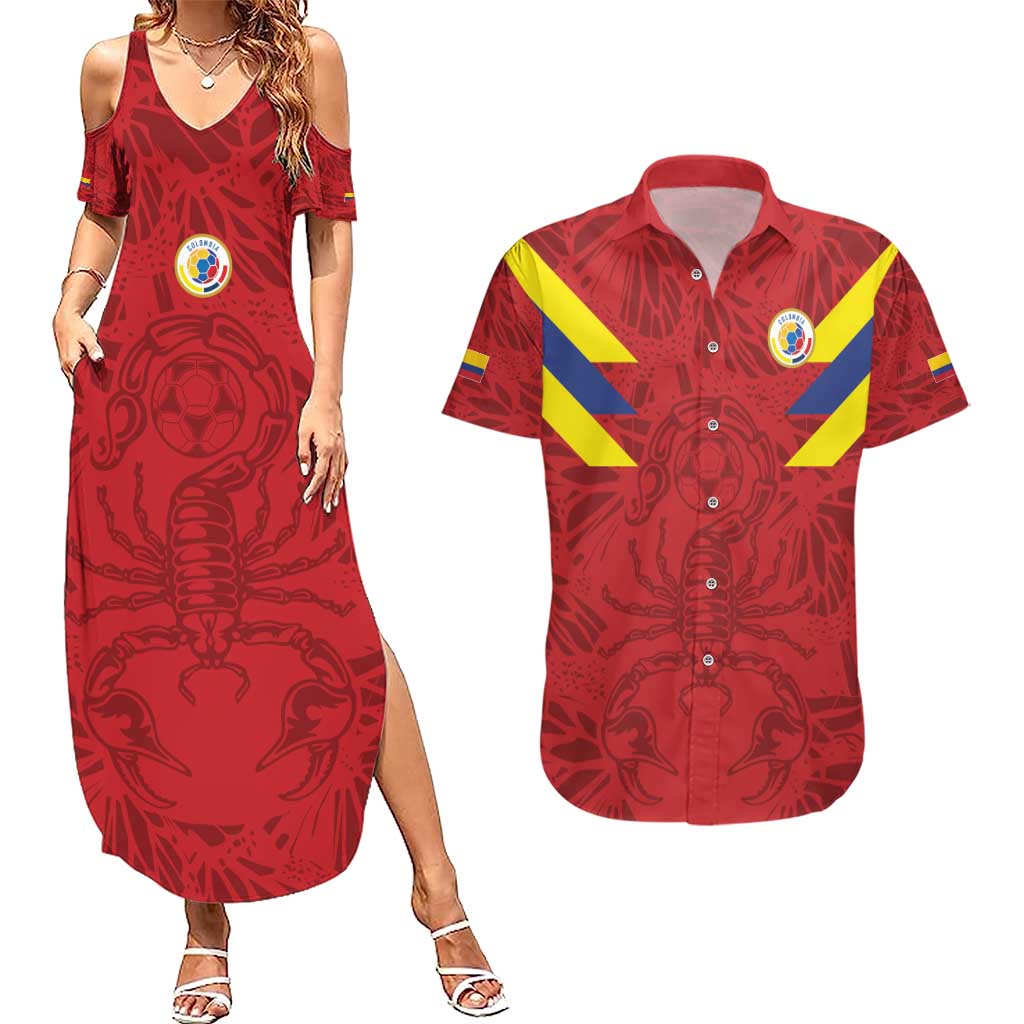 Colombia Rene Higuita Scorpion Kick Couples Matching Summer Maxi Dress and Hawaiian Shirt Away Retro 1995 Goalkeeper Legend - Wonder Print Shop