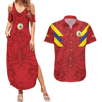 Colombia Rene Higuita Scorpion Kick Couples Matching Summer Maxi Dress and Hawaiian Shirt Away Retro 1995 Goalkeeper Legend - Wonder Print Shop