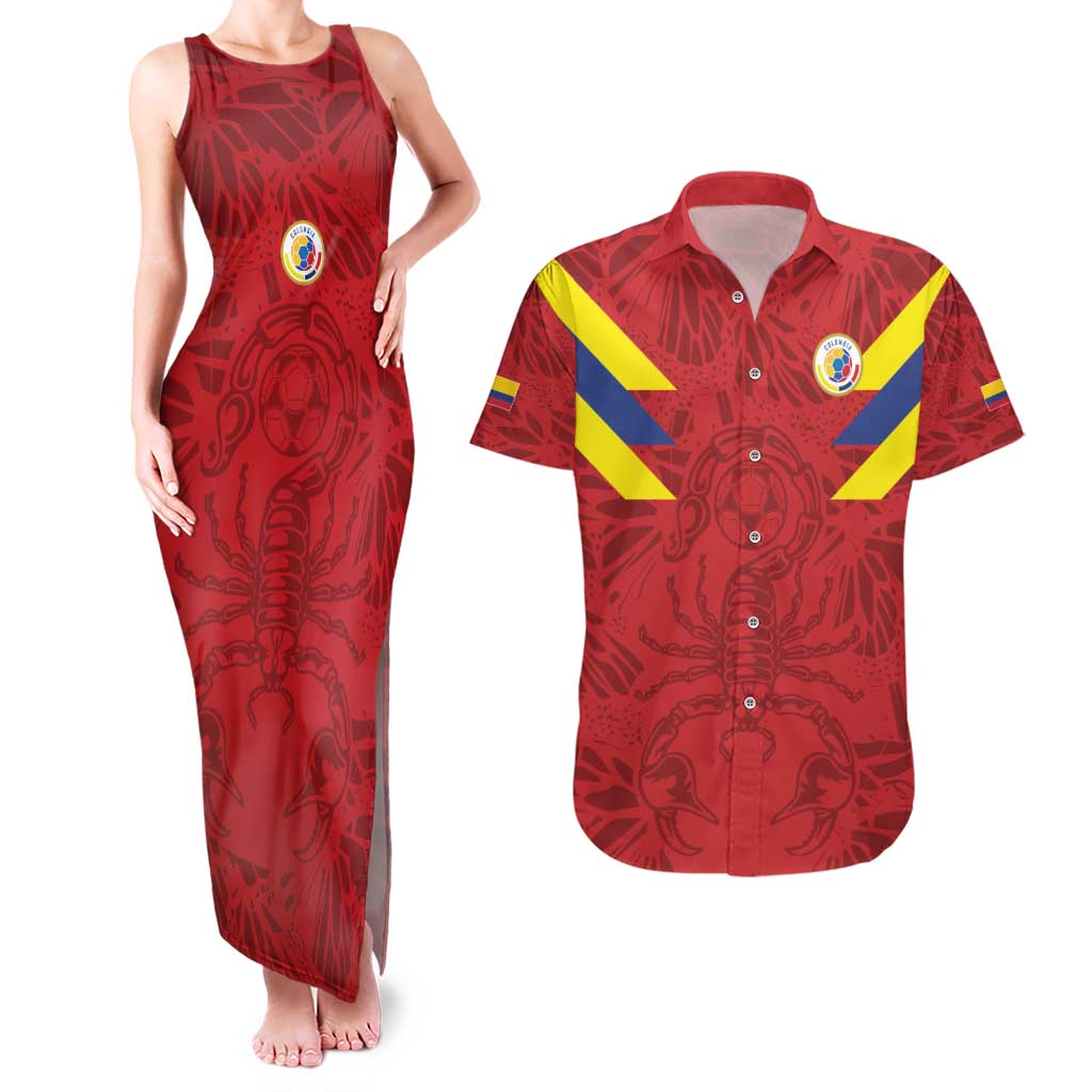 Colombia Rene Higuita Scorpion Kick Couples Matching Tank Maxi Dress and Hawaiian Shirt Away Retro 1995 Goalkeeper Legend - Wonder Print Shop