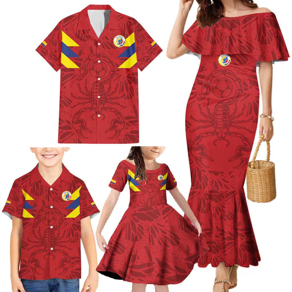 Colombia Rene Higuita Scorpion Kick Family Matching Mermaid Dress and Hawaiian Shirt Away Retro 1995 Goalkeeper Legend - Wonder Print Shop