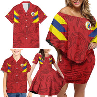 Colombia Rene Higuita Scorpion Kick Family Matching Off Shoulder Short Dress and Hawaiian Shirt Away Retro 1995 Goalkeeper Legend - Wonder Print Shop