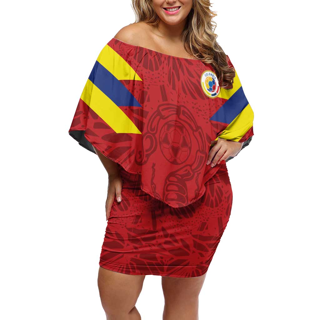 Colombia Rene Higuita Scorpion Kick Family Matching Off Shoulder Short Dress and Hawaiian Shirt Away Retro 1995 Goalkeeper Legend - Wonder Print Shop