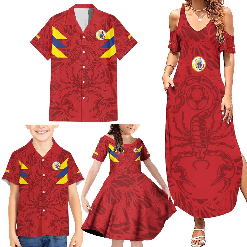 Colombia Rene Higuita Scorpion Kick Family Matching Summer Maxi Dress and Hawaiian Shirt Away Retro 1995 Goalkeeper Legend - Wonder Print Shop