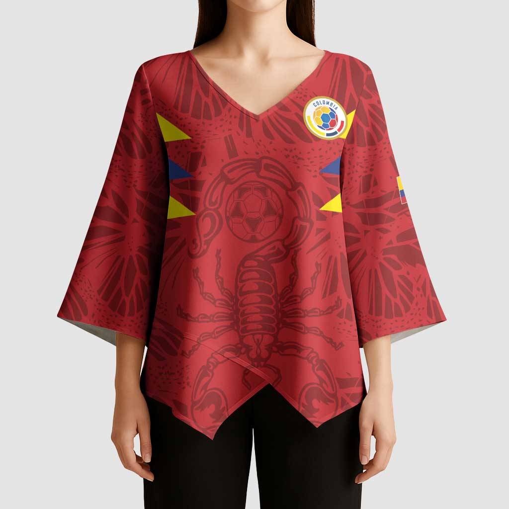 Colombia Rene Higuita Scorpion Kick Kimono Sleeve Blouse Away Retro 1995 Goalkeeper Legend - Wonder Print Shop