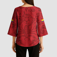 Colombia Rene Higuita Scorpion Kick Kimono Sleeve Blouse Away Retro 1995 Goalkeeper Legend - Wonder Print Shop