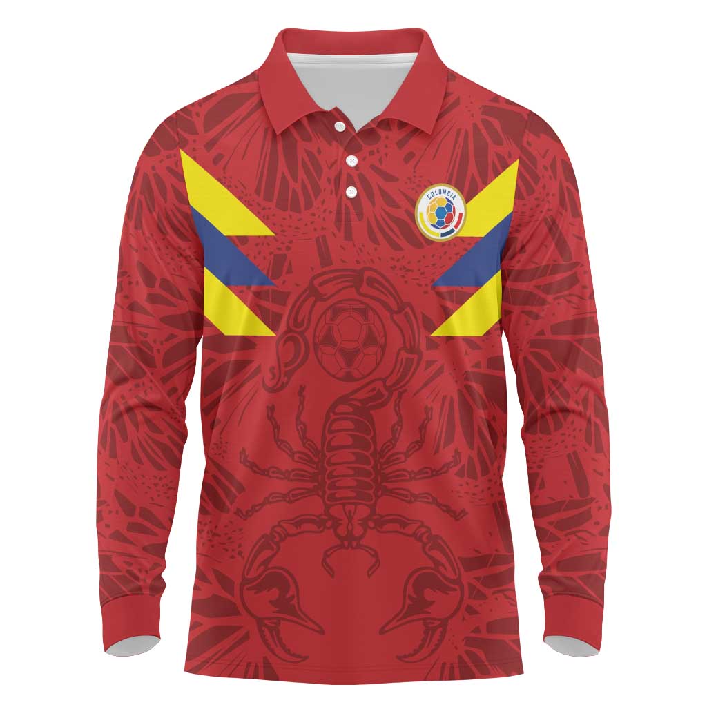 Colombia Rene Higuita Scorpion Kick Long Sleeve Polo Shirt Away Retro 1995 Goalkeeper Legend - Wonder Print Shop