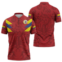 Colombia Rene Higuita Scorpion Kick Zipper Polo Shirt Away Retro 1995 Goalkeeper Legend - Wonder Print Shop
