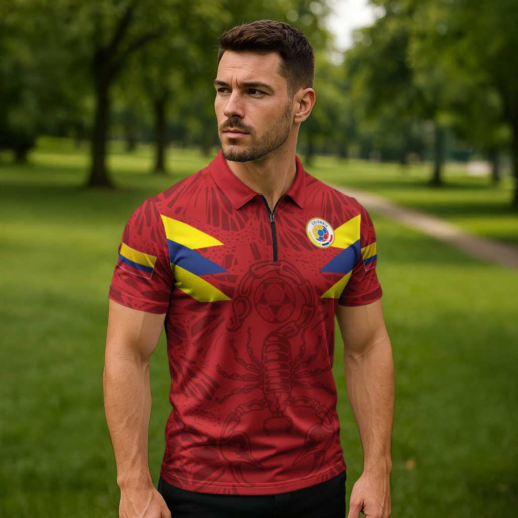 Colombia Rene Higuita Scorpion Kick Zipper Polo Shirt Away Retro 1995 Goalkeeper Legend - Wonder Print Shop