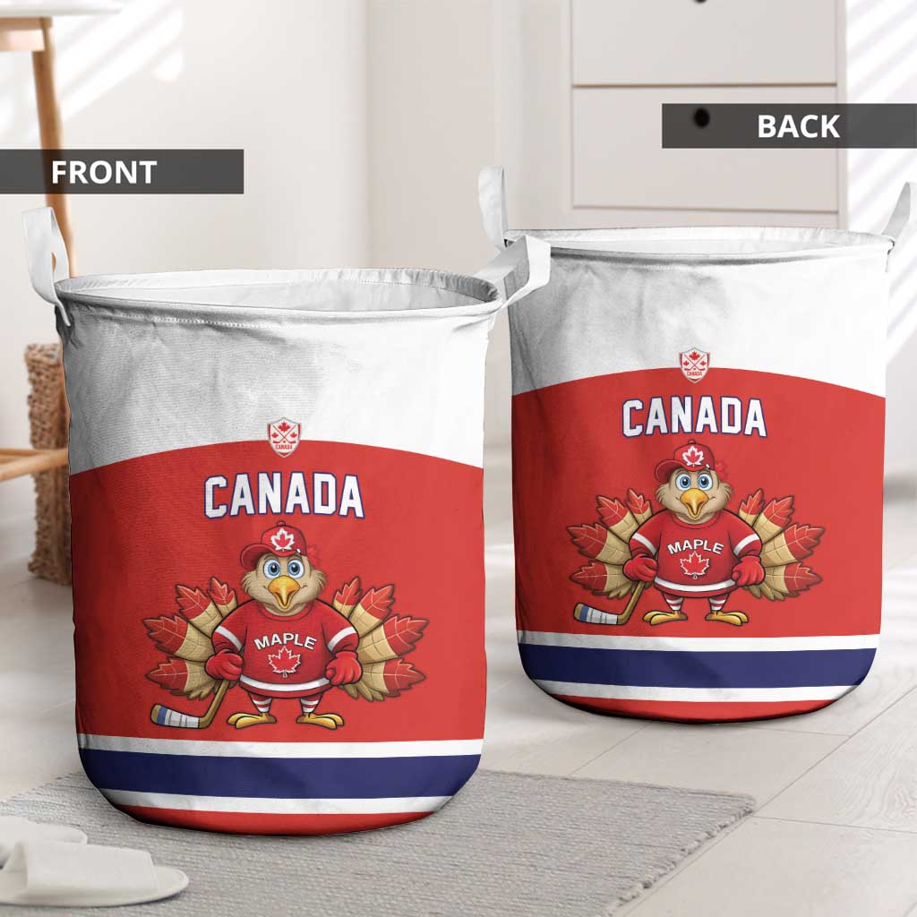 Canada Ice Hockey Laundry Basket Maple Leaf Turkey Mascot