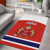 Canada Ice Hockey Area Rug Maple Leaf Turkey Mascot