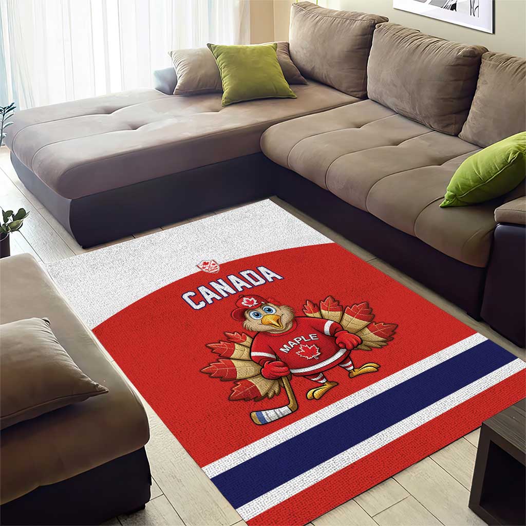 Canada Ice Hockey Area Rug Maple Leaf Turkey Mascot