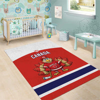 Canada Ice Hockey Area Rug Maple Leaf Turkey Mascot