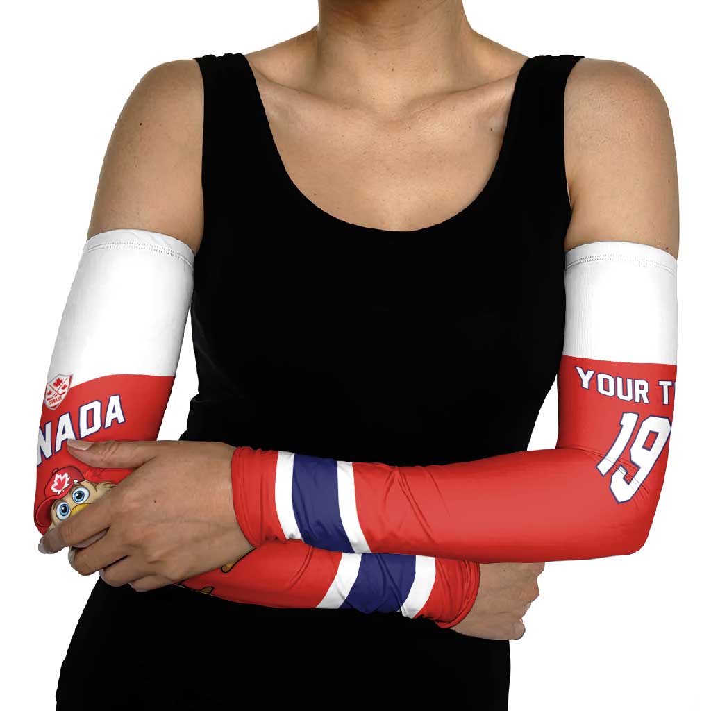 Canada Ice Hockey Custom Arm Sleeves Maple Leaf Turkey Mascot