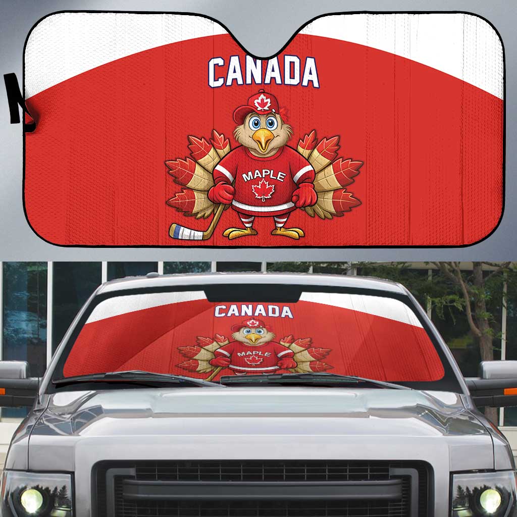 Canada Ice Hockey Auto Sun Shade Maple Leaf Turkey Mascot
