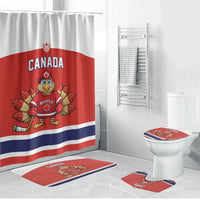 Canada Ice Hockey Bathroom Set Maple Leaf Turkey Mascot