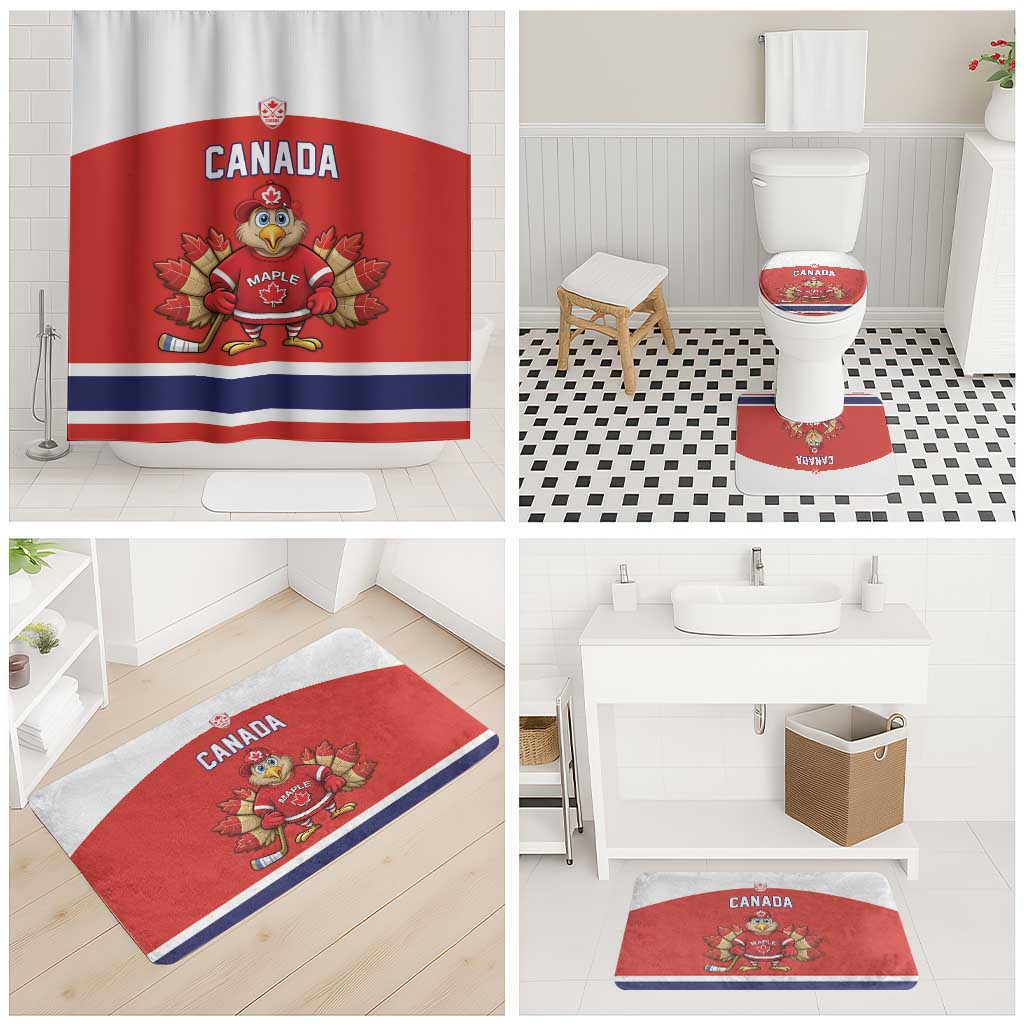 Canada Ice Hockey Bathroom Set Maple Leaf Turkey Mascot