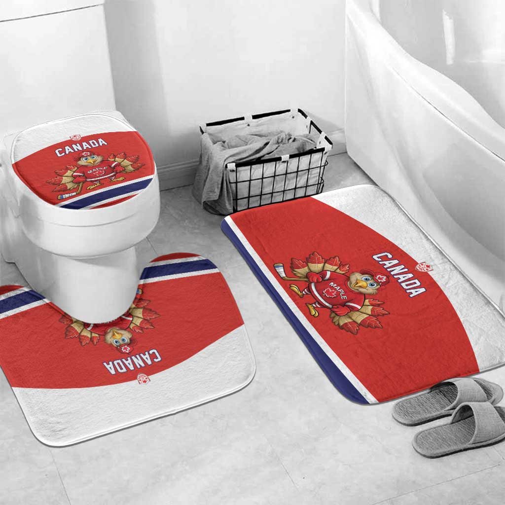 Canada Ice Hockey Bathroom Set Maple Leaf Turkey Mascot