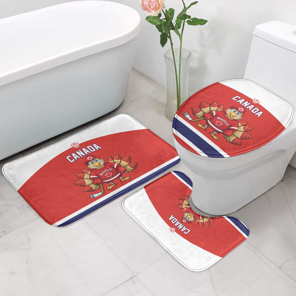 Canada Ice Hockey Bathroom Set Maple Leaf Turkey Mascot