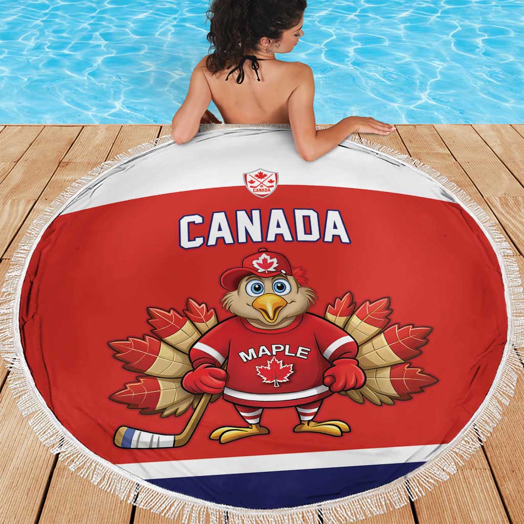 Canada Ice Hockey Beach Blanket Maple Leaf Turkey Mascot