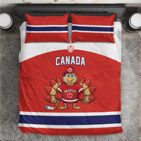 Canada Ice Hockey Bedding Set Maple Leaf Turkey Mascot