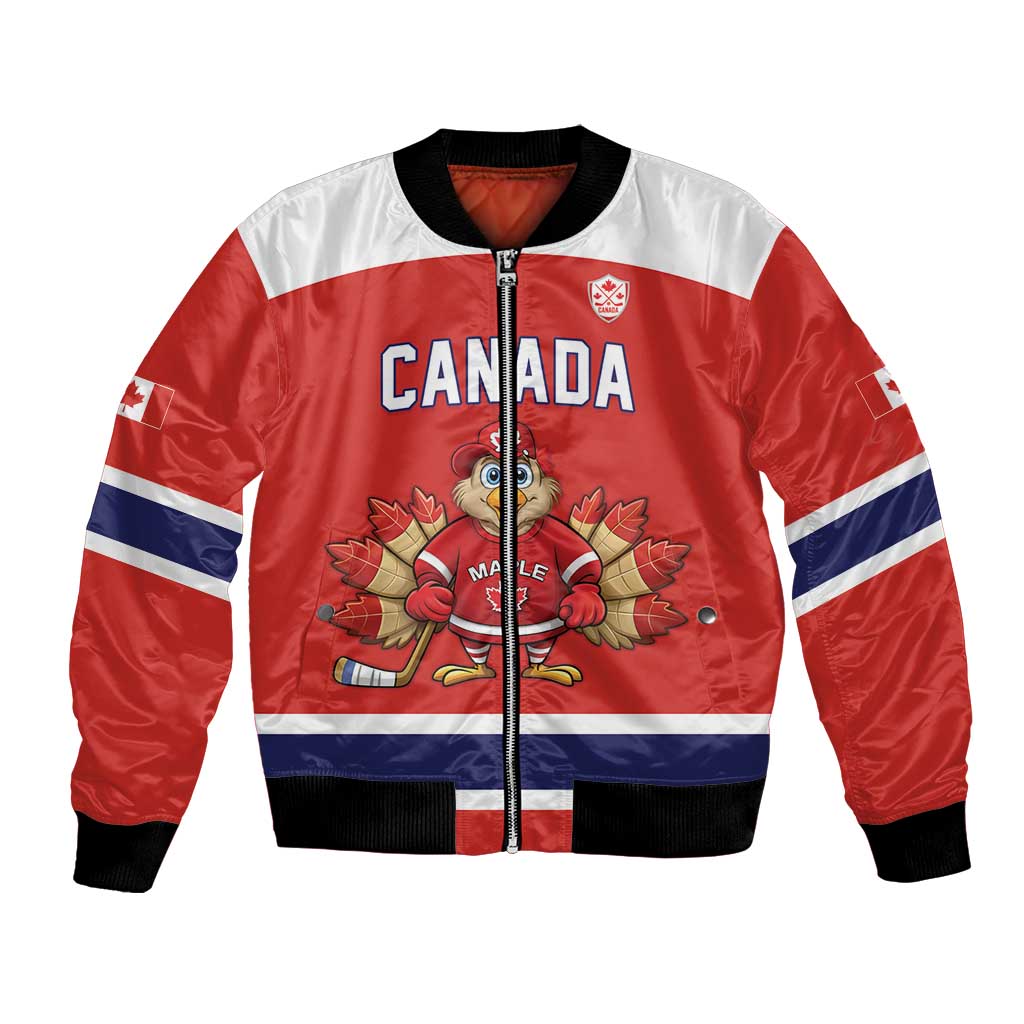 Canada Ice Hockey Custom Bomber Jacket Maple Leaf Turkey Mascot