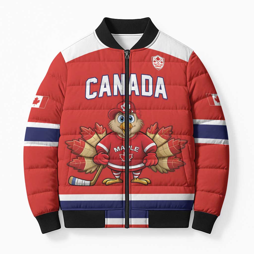 Canada Ice Hockey Custom Bomber Puffer Jacket Maple Leaf Turkey Mascot