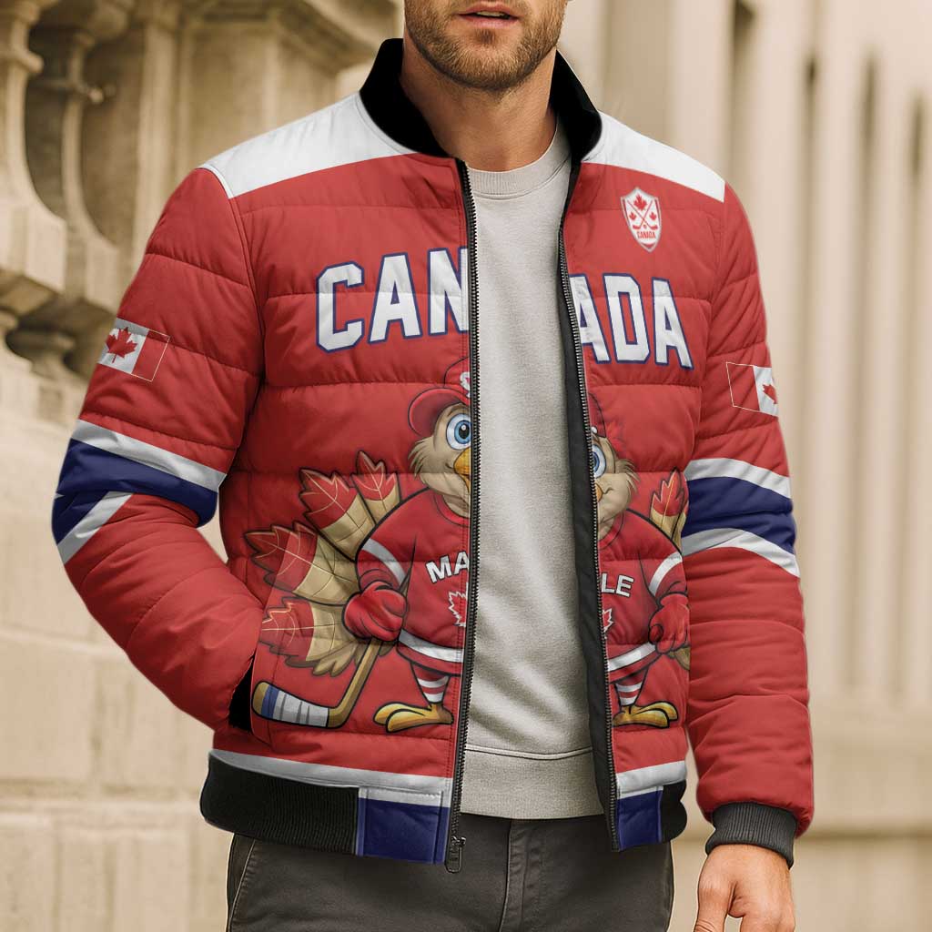 Canada Ice Hockey Custom Bomber Puffer Jacket Maple Leaf Turkey Mascot