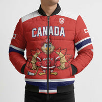Canada Ice Hockey Custom Bomber Puffer Jacket Maple Leaf Turkey Mascot