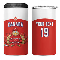 Canada Ice Hockey Custom 4 in 1 Can Cooler Tumbler Maple Leaf Turkey Mascot
