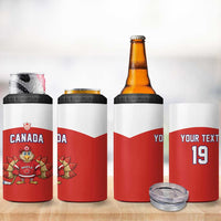 Canada Ice Hockey Custom 4 in 1 Can Cooler Tumbler Maple Leaf Turkey Mascot