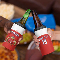 Canada Ice Hockey Custom 4 in 1 Can Cooler Tumbler Maple Leaf Turkey Mascot