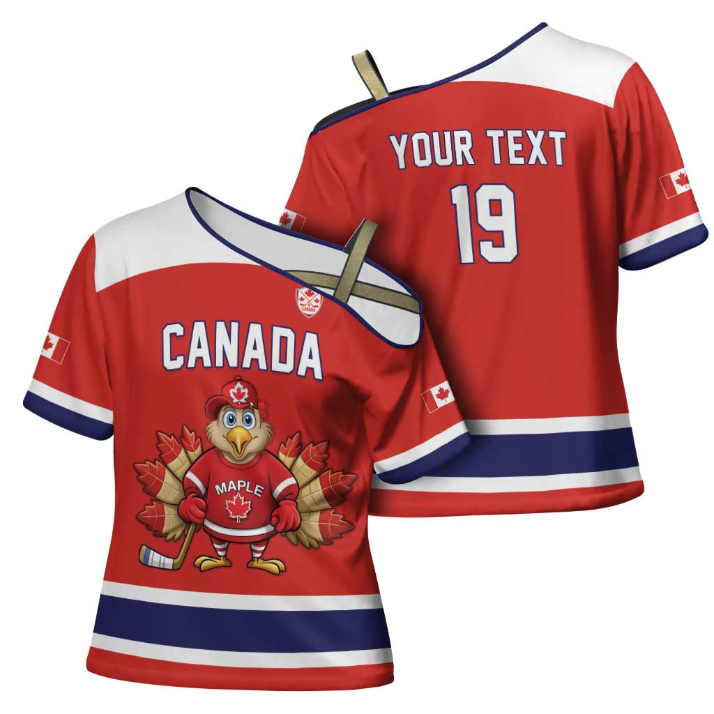 Canada Ice Hockey Custom Cross Shoulder Shirt Maple Leaf Turkey Mascot