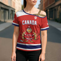 Canada Ice Hockey Custom Cross Shoulder Shirt Maple Leaf Turkey Mascot