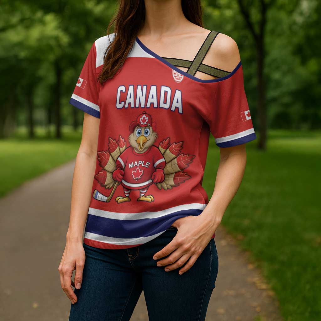 Canada Ice Hockey Custom Cross Shoulder Shirt Maple Leaf Turkey Mascot