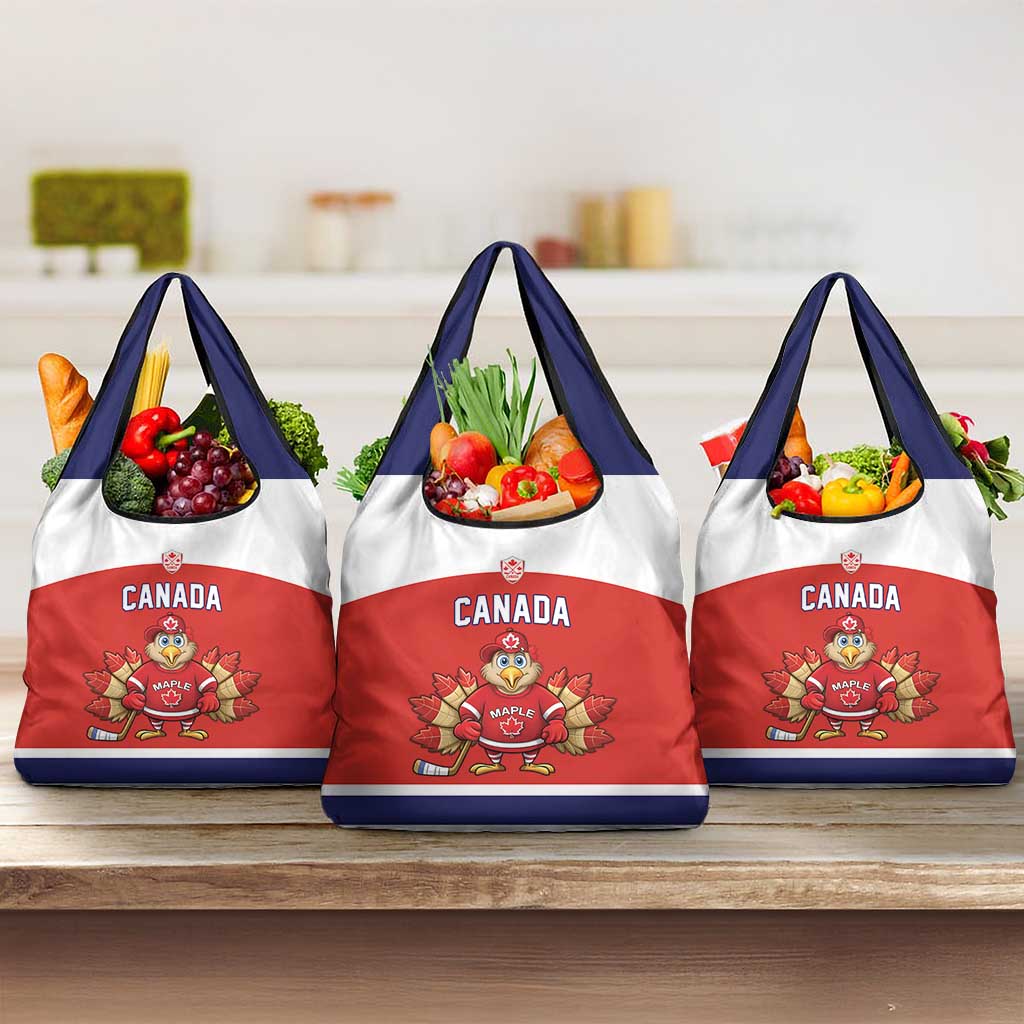 Canada Ice Hockey Grocery Bag Maple Leaf Turkey Mascot