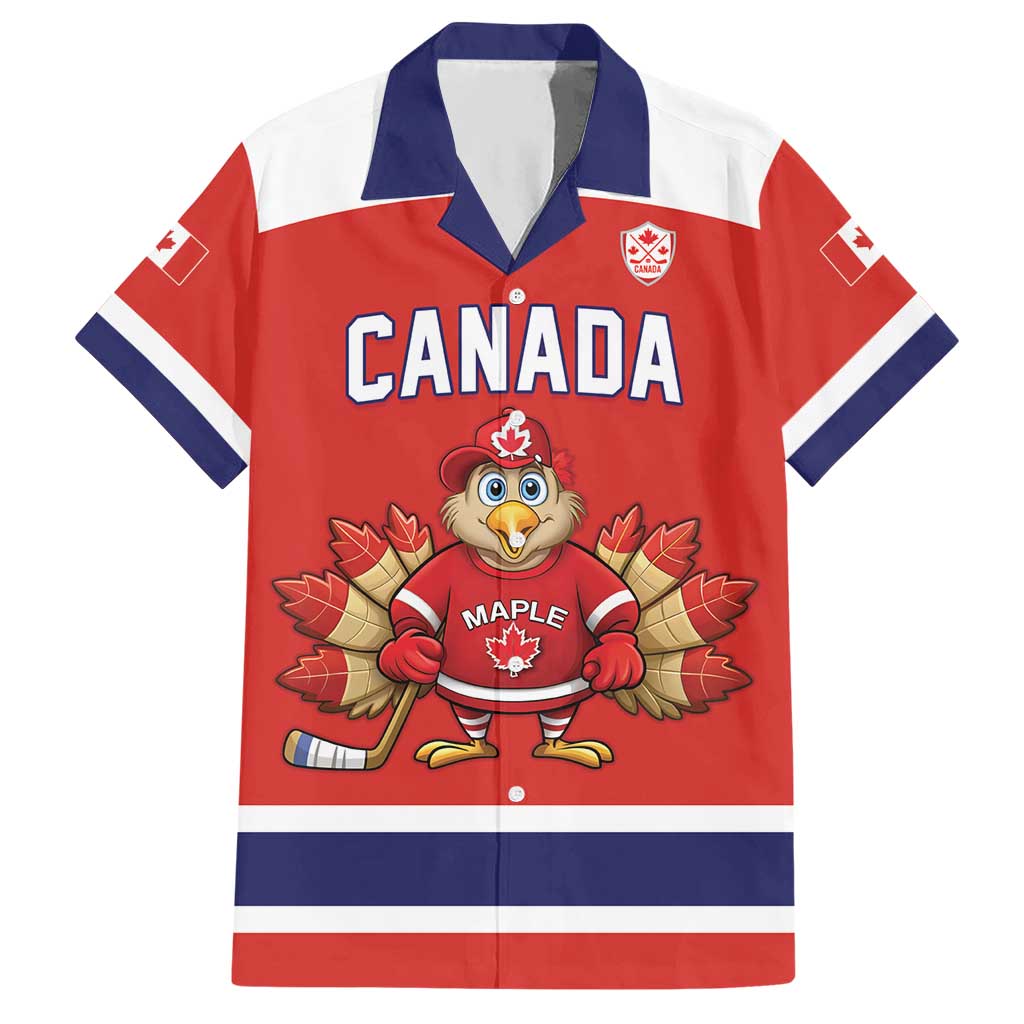 Canada Ice Hockey Custom Hawaiian Shirt Maple Leaf Turkey Mascot