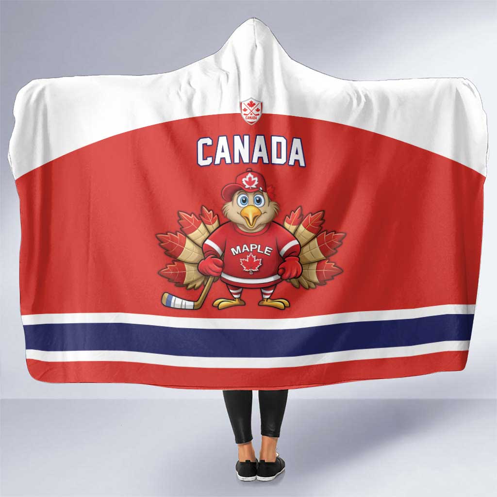 Canada Ice Hockey Hooded Blanket Maple Leaf Turkey Mascot