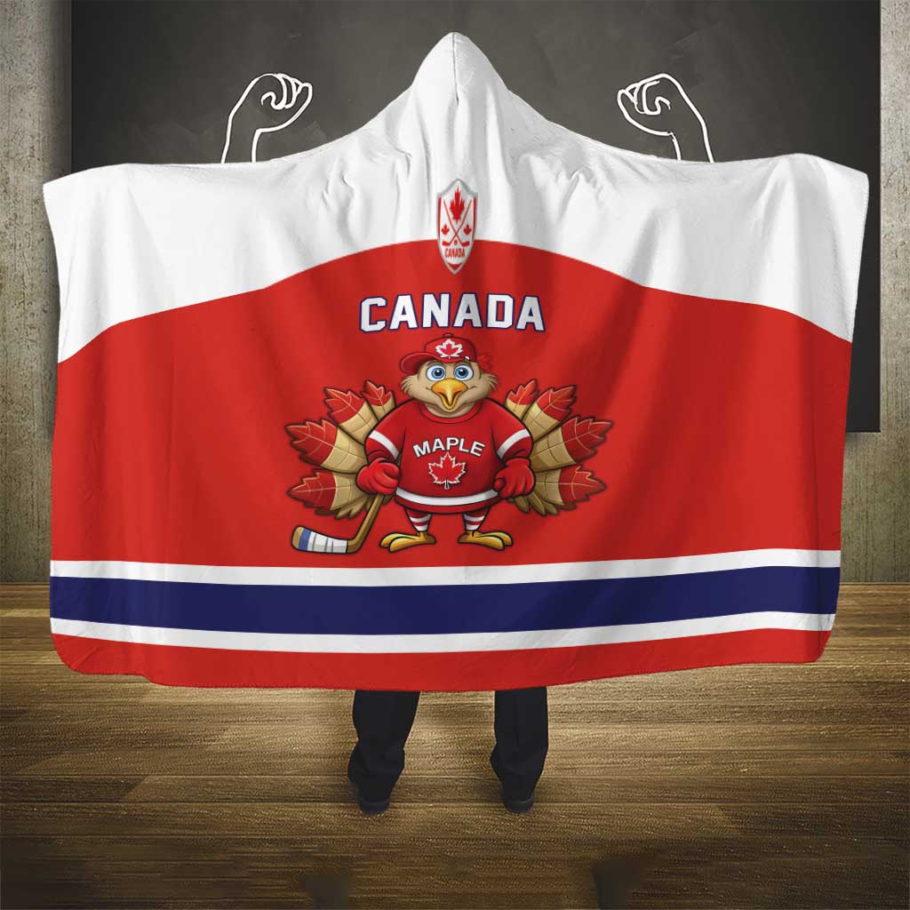 Canada Ice Hockey Hooded Blanket Maple Leaf Turkey Mascot