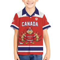 Canada Ice Hockey Custom Kid Hawaiian Shirt Maple Leaf Turkey Mascot