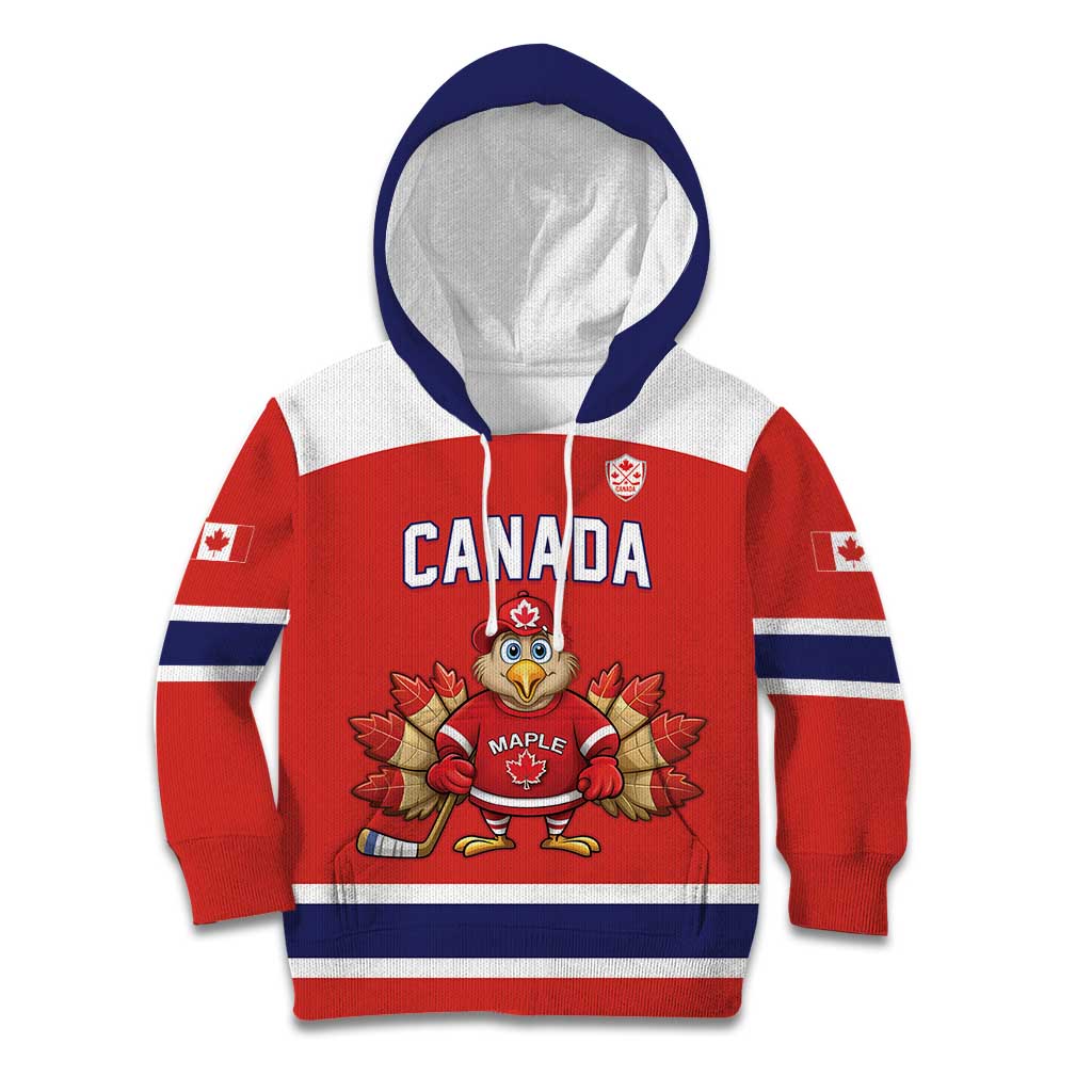 Canada Ice Hockey Custom Kid Hoodie Maple Leaf Turkey Mascot