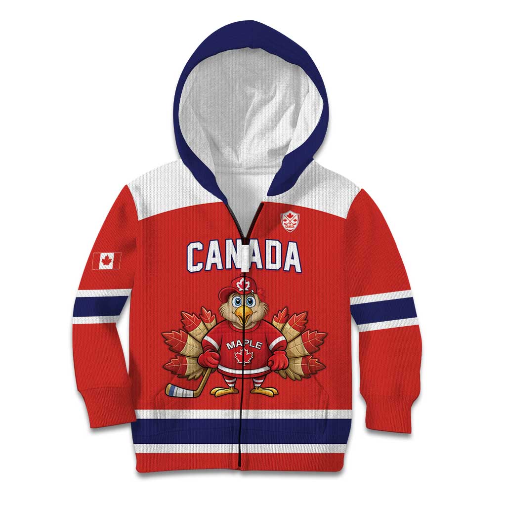 Canada Ice Hockey Custom Kid Hoodie Maple Leaf Turkey Mascot