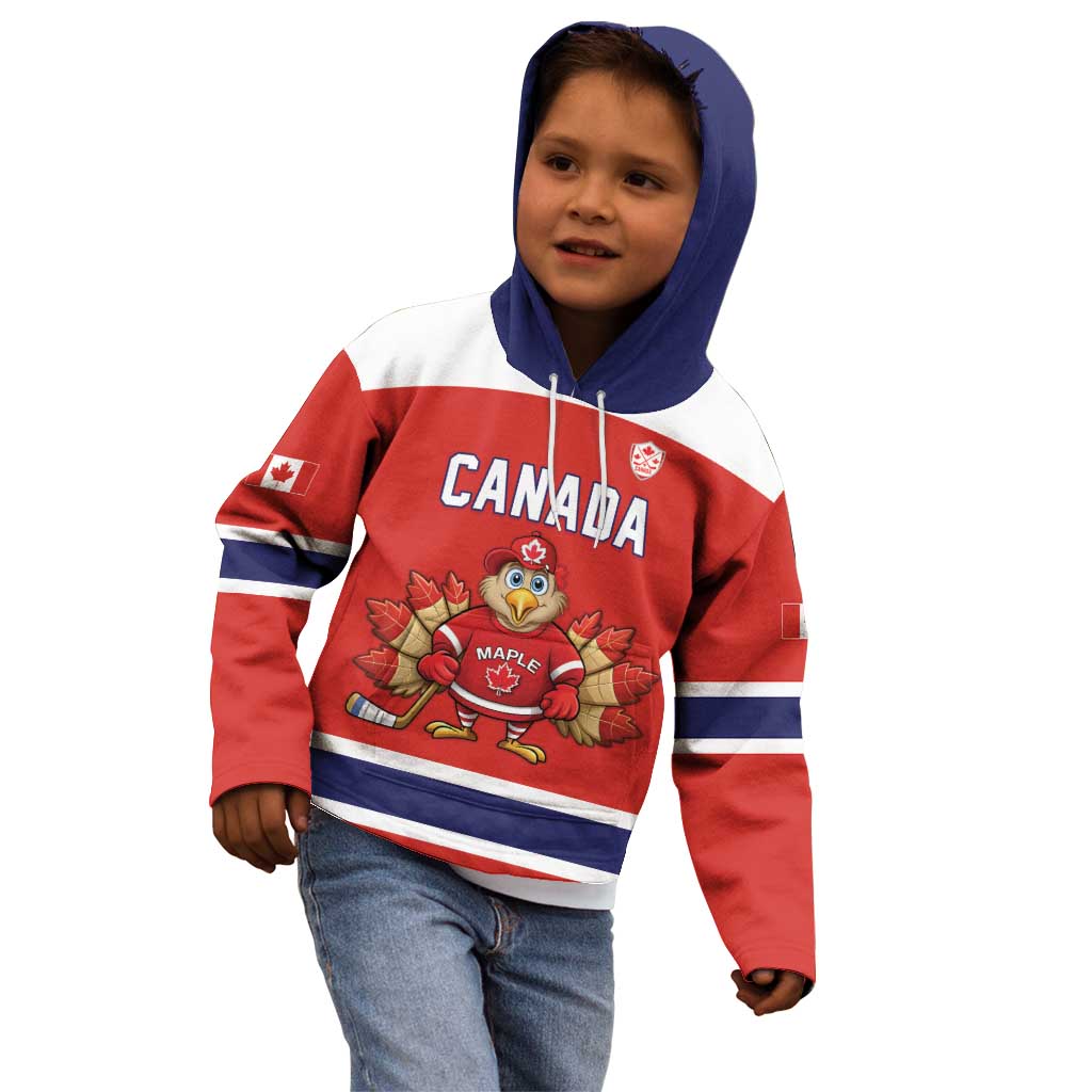 Canada Ice Hockey Custom Kid Hoodie Maple Leaf Turkey Mascot