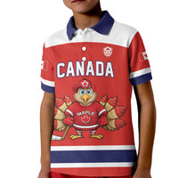 Canada Ice Hockey Custom Kid Polo Shirt Maple Leaf Turkey Mascot