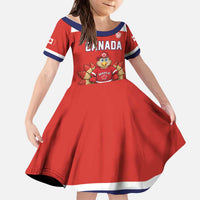 Canada Ice Hockey Custom Kid Short Sleeve Dress Maple Leaf Turkey Mascot