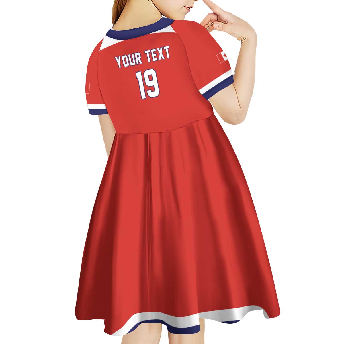 Canada Ice Hockey Custom Kid Short Sleeve Dress Maple Leaf Turkey Mascot