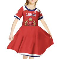 Canada Ice Hockey Custom Kid Short Sleeve Dress Maple Leaf Turkey Mascot