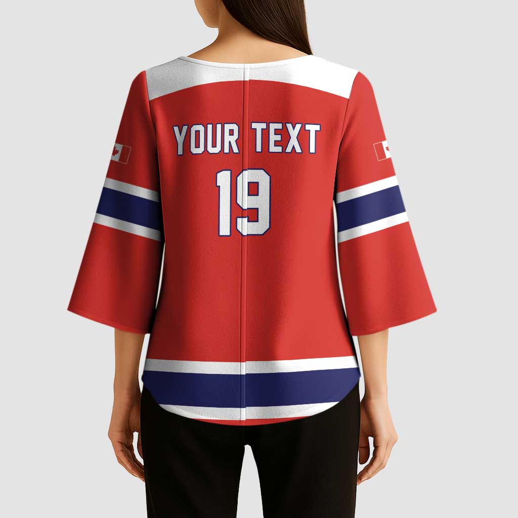 Canada Ice Hockey Custom Kimono Sleeve Blouse Maple Leaf Turkey Mascot