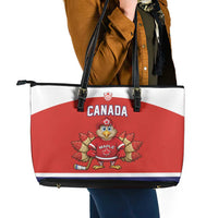 Canada Ice Hockey Leather Tote Bag Maple Leaf Turkey Mascot